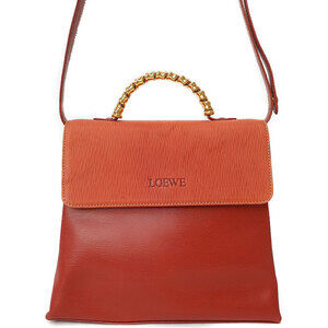 Loewe Velazquez 2way Leather twist Handle Handbag Brown